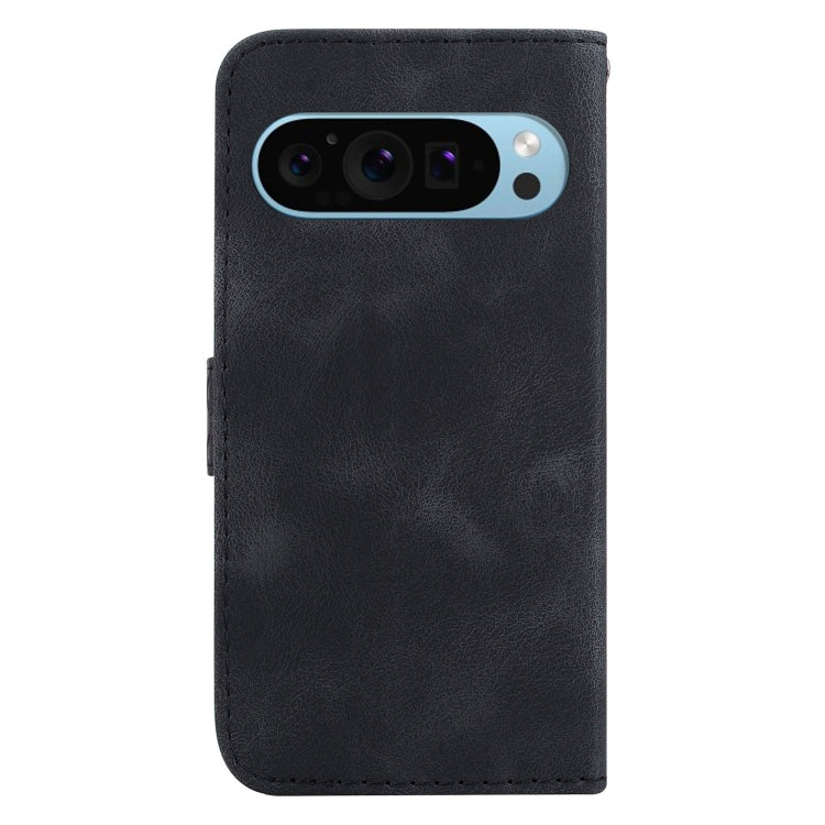 For Google Pixel 9 7-shaped Embossed Leather Phone Case(Black)