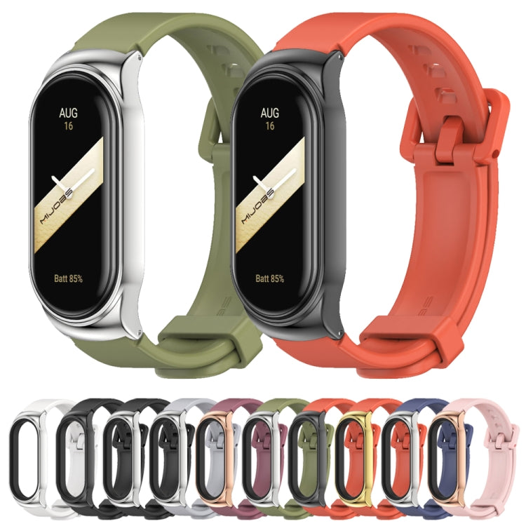 For Xiaomi Mi Band 8 Mijobs CS Case Silicone Watch Band(Pink Rose Gold)