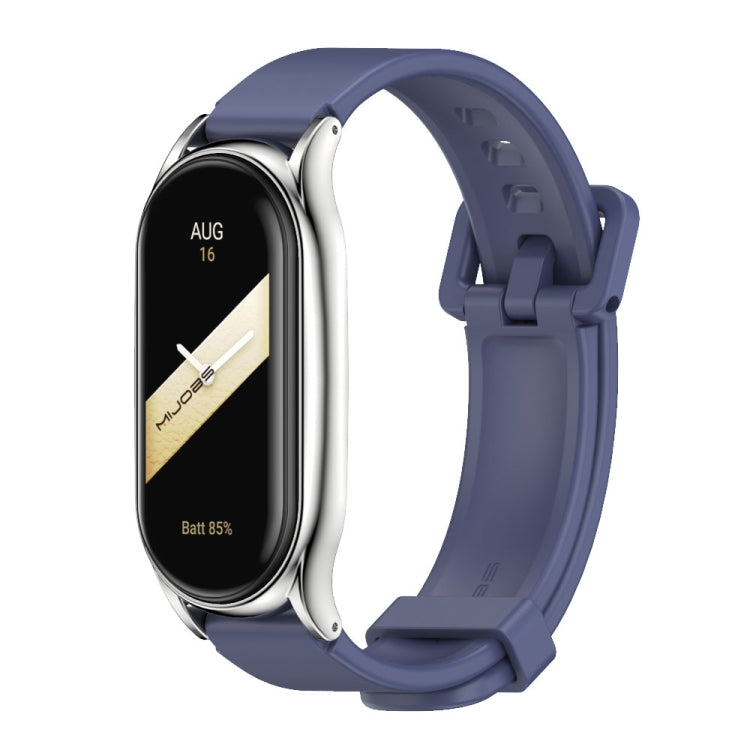 For Xiaomi Mi Band 8 Mijobs Plus Case Silicone Watch Band(Midnight Blue Silver)