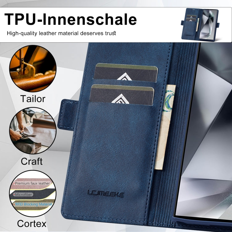 For Samsung Galaxy S24 Ultra LC.IMEEKE RFID Anti-theft Leather Phone Case(Blue)