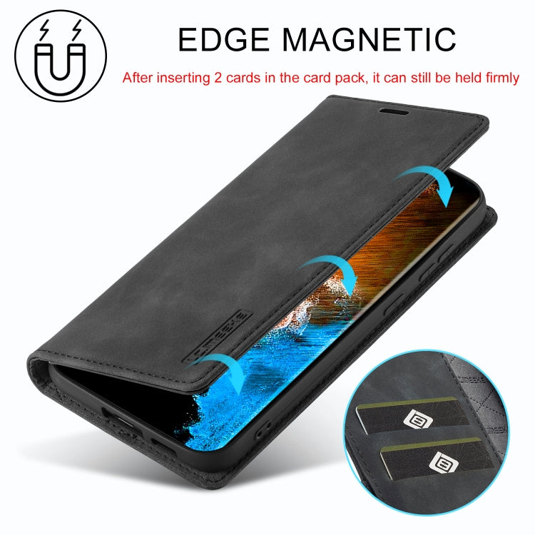 For Samsung Galaxy S24+ 5G LC.IMEEKE Strong Magnetism Microfiber Leather Phone Case(Black)