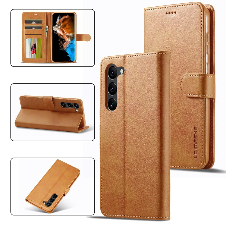 For Samsung Galaxy S24 5G LC.IMEEKE Calf Texture Leather Phone Case(Brown)
