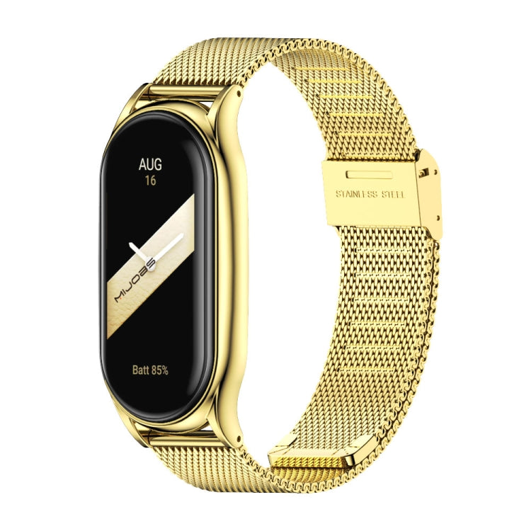 For Xiaomi Mi Band 8 Mijobs Plus Case Milan Buckle Metal Watch Band(Gold)