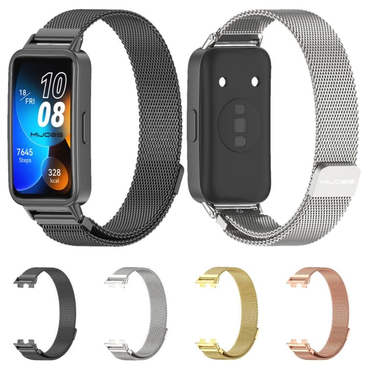 For Huawei Band 8 / 9 / 10 Mijobs Milan Magnetic Stainless Steel Watch Band(Gold)