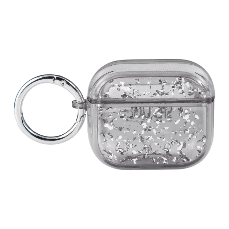 For AirPods Pro Silver Foil Epoxy Bluetooth Earphone Protective Case(Black)
