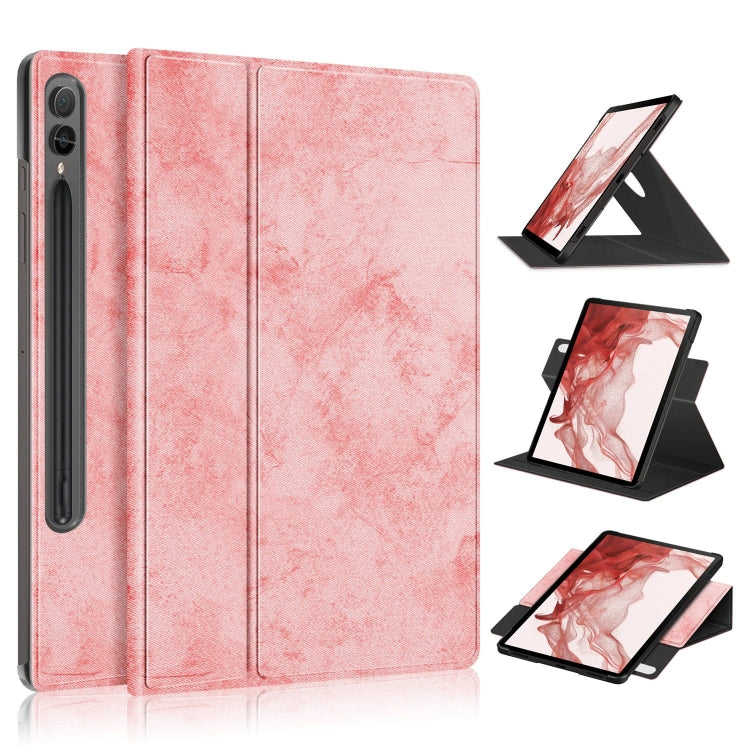 For Samsung Galaxy Tab S9 360 Rotation Stand Smart Leather Tablet Case(Pink)