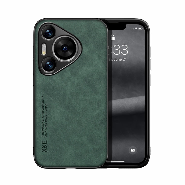 For Huawei Pura 70 Pro Skin Feel Magnetic Leather Back Phone Case(Green)