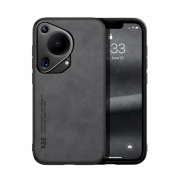 For Huawei Pura 70 Ultra Skin Feel Magnetic Leather Back Phone Case(Dark Grey)