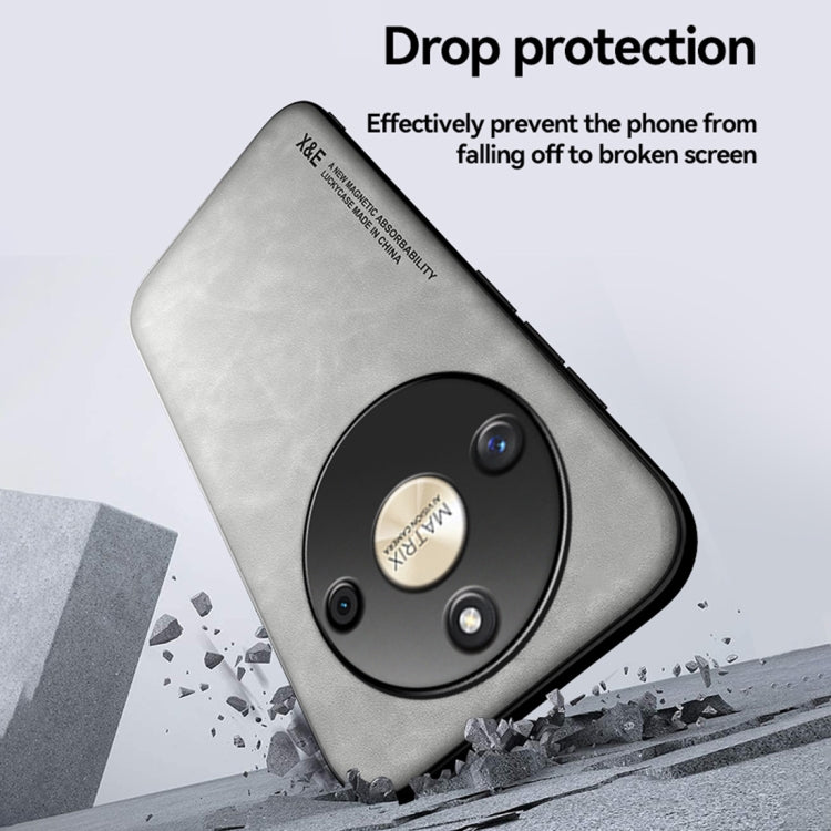 For Honor 100 Pro Skin Feel Magnetic Leather Back Phone Case(Light Grey) - Honor Cases by PMC TechLife | Online Shopping South Africa | PMC TechLife