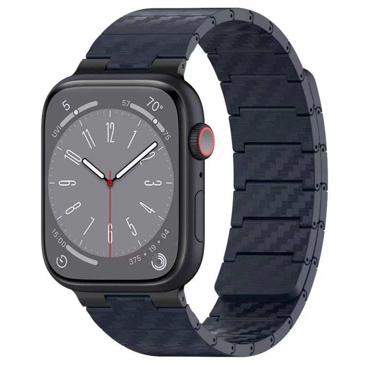 For Apple Watch SE 2023 44mm Carbon Fiber Magnetic Loop Watch Band(Midnight Blue)