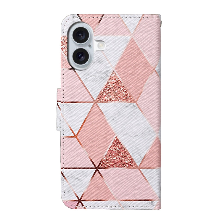 For iPhone 16 Plus 3D Colored Drawing Flip Leather Phone Case(Marble)