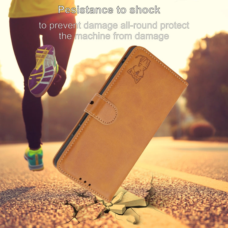 For iPhone 16 Embossed Happy Cat Pattern Flip Leather Phone Case(Yellow) - iPhone 16 Cases by PMC TechLife | Online Shopping South Africa | PMC TechLife | Buy Now Pay Later Mobicred