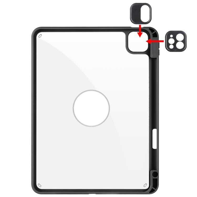 For iPad Pro 11 2024 Acrylic 360 Rotation Detachable Leather Tablet Case(Black)