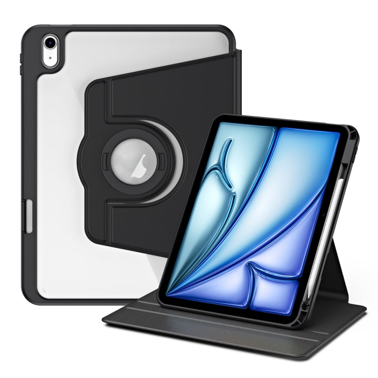 For iPad Air 13 2025 / 2024 Acrylic 360 Rotation Detachable Leather Tablet Case(Black)