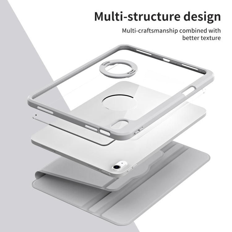 For iPad Air 13 2024 Acrylic 360 Rotation Detachable Leather Tablet Case(Grey)