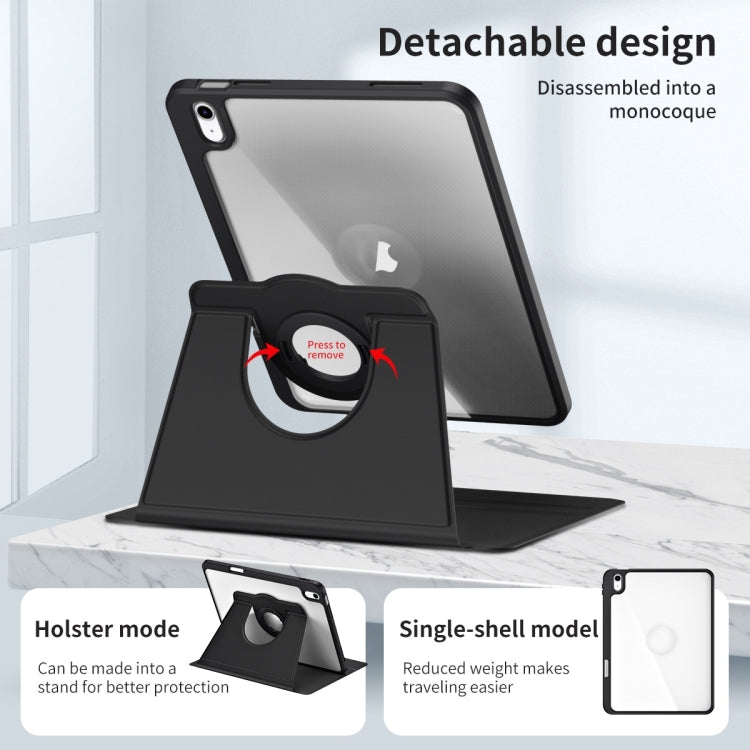 For iPad Air 11 2025 / 2024 Acrylic 360 Rotation Detachable Leather Tablet Case(Black)