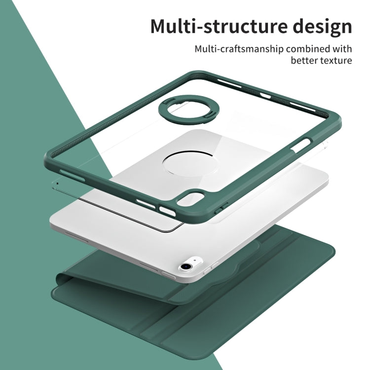 For iPad Air 11 2024 Acrylic 360 Rotation Detachable Leather Tablet Case(Deep Green) - iPad Air 11 2024 Cases by PMC TechLife | Online Shopping South Africa | PMC TechLife | Buy Now Pay Later Mobicred