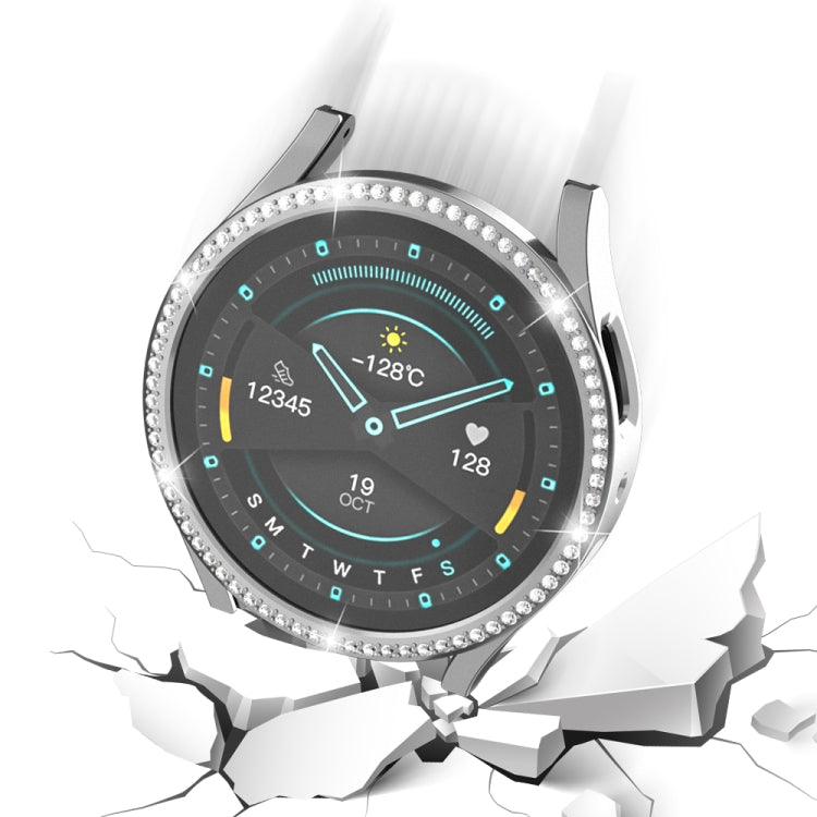 For Samsung Galaxy Watch 6 40mm Diamond Hollow PC Watch Protective Case(Silver) - Watch Cases by PMC TechLife | Online Shopping South Africa | PMC TechLife | Buy Now Pay Later Mobicred