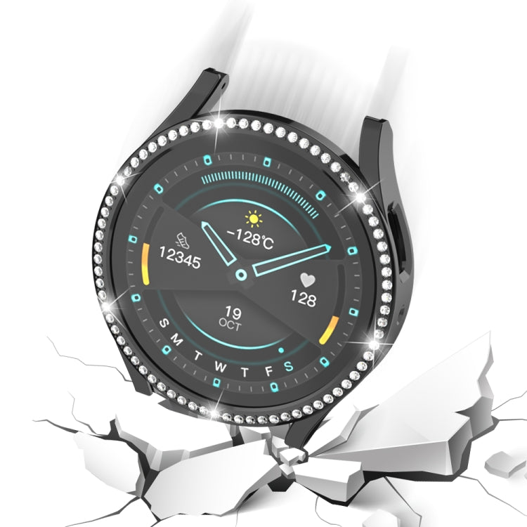 For Samsung Galaxy Watch 6 44mm Diamond Hollow PC Watch Protective Case(Black) - Watch Cases by PMC TechLife | Online Shopping South Africa | PMC TechLife