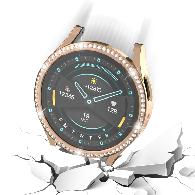 For Samsung Galaxy Watch 6 44mm Diamond Hollow PC Watch Protective Case(Rose Gold) - Watch Cases by PMC TechLife | Online Shopping South Africa | PMC TechLife