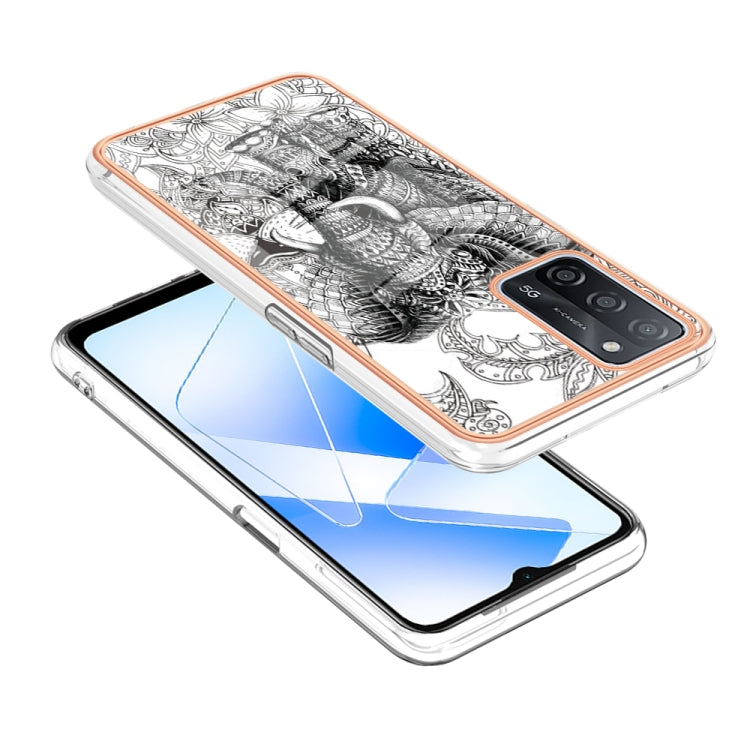 For OPPO A55 5G / A53s 5G / A54 4G Electroplating Marble Dual-side IMD Phone Case(Totem Elephant)