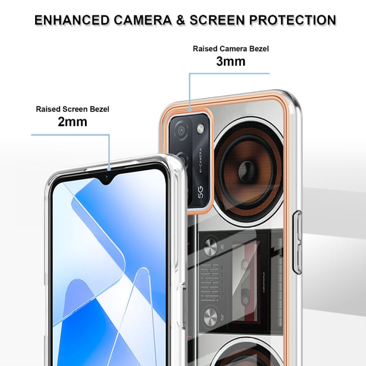 For OPPO A55 5G / A53s 5G / A54 4G Electroplating Marble Dual-side IMD Phone Case(Retro Radio) - OPPO Cases by PMC TechLife | Online Shopping South Africa | PMC TechLife | Buy Now Pay Later Mobicred
