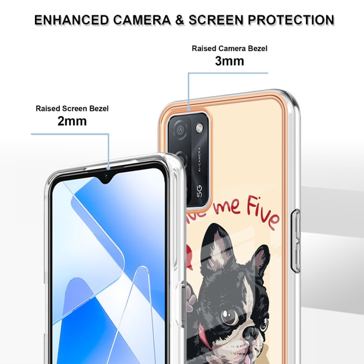 For OPPO A55 5G / A53s 5G / A54 4G Electroplating Marble Dual-side IMD Phone Case(Lucky Dog) - OPPO Cases by PMC TechLife | Online Shopping South Africa | PMC TechLife | Buy Now Pay Later Mobicred