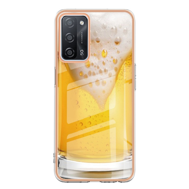 For OPPO A55 5G / A53s 5G / A54 4G Electroplating Marble Dual-side IMD Phone Case(Draft Beer)