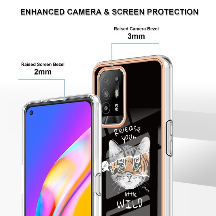 For OPPO A94 5G / A95 5G Electroplating Marble Dual-side IMD Phone Case(Natural Growth) - OPPO Cases by PMC TechLife | Online Shopping South Africa | PMC TechLife | Buy Now Pay Later Mobicred
