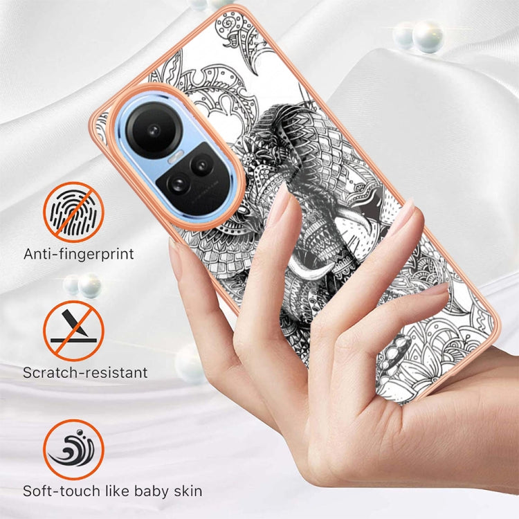For OPPO Reno10 5G Global Electroplating Marble Dual-side IMD Phone Case(Totem Elephant) - OPPO Cases by PMC TechLife | Online Shopping South Africa | PMC TechLife | Buy Now Pay Later Mobicred