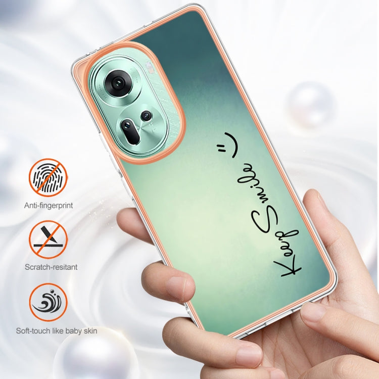 For OPPO Reno11 5G Global Electroplating Marble Dual-side IMD Phone Case(Smile) - Reno11 Cases by PMC TechLife | Online Shopping South Africa | PMC TechLife | Buy Now Pay Later Mobicred