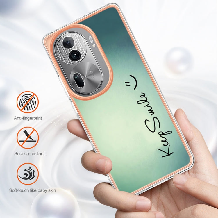 For OPPO Reno11 Pro 5G Global Electroplating Marble Dual-side IMD Phone Case(Smile) - Reno11 Pro Cases by PMC TechLife | Online Shopping South Africa | PMC TechLife | Buy Now Pay Later Mobicred