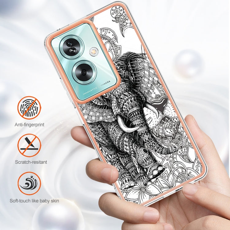 For OPPO A79 5G Global Electroplating Marble Dual-side IMD Phone Case(Totem Elephant) - OPPO Cases by PMC TechLife | Online Shopping South Africa | PMC TechLife | Buy Now Pay Later Mobicred