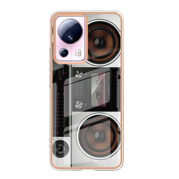 For Xiaomi 13 Lite 5G Electroplating Marble Dual-side IMD Phone Case(Retro Radio)