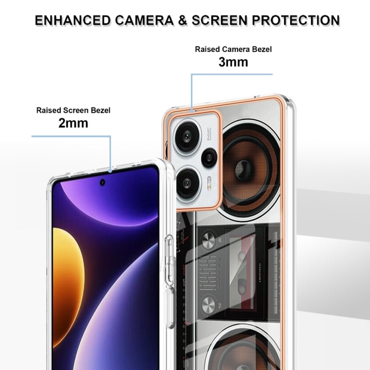 For Xiaomi Poco F5 / Redmi Note 12 Turbo Electroplating Marble Dual-side IMD Phone Case(Retro Radio) - Xiaomi Cases by PMC TechLife | Online Shopping South Africa | PMC TechLife | Buy Now Pay Later Mobicred