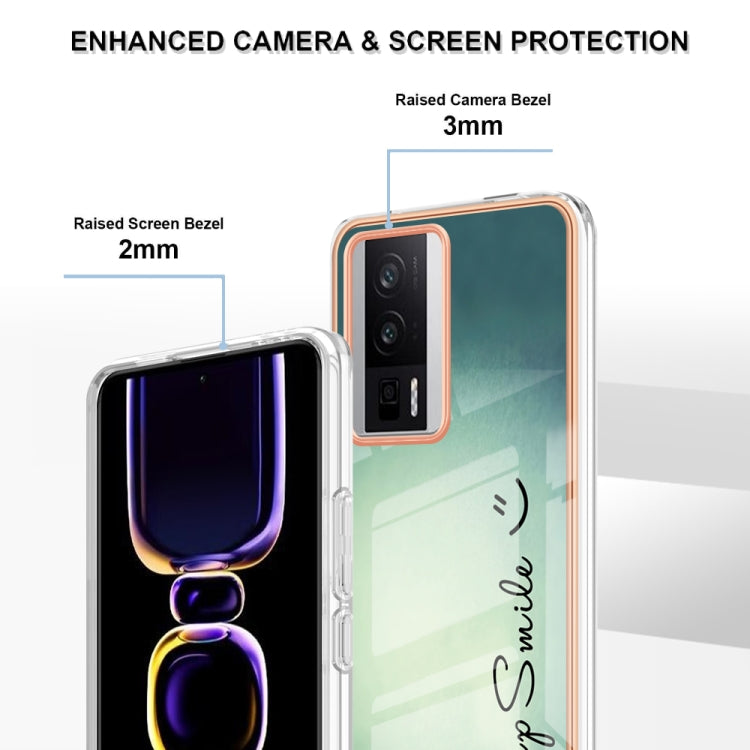 For Xiaomi Poco F5 Pro 5G / Redmi K60 Electroplating Marble Dual-side IMD Phone Case(Smile) - Xiaomi Cases by PMC TechLife | Online Shopping South Africa | PMC TechLife | Buy Now Pay Later Mobicred
