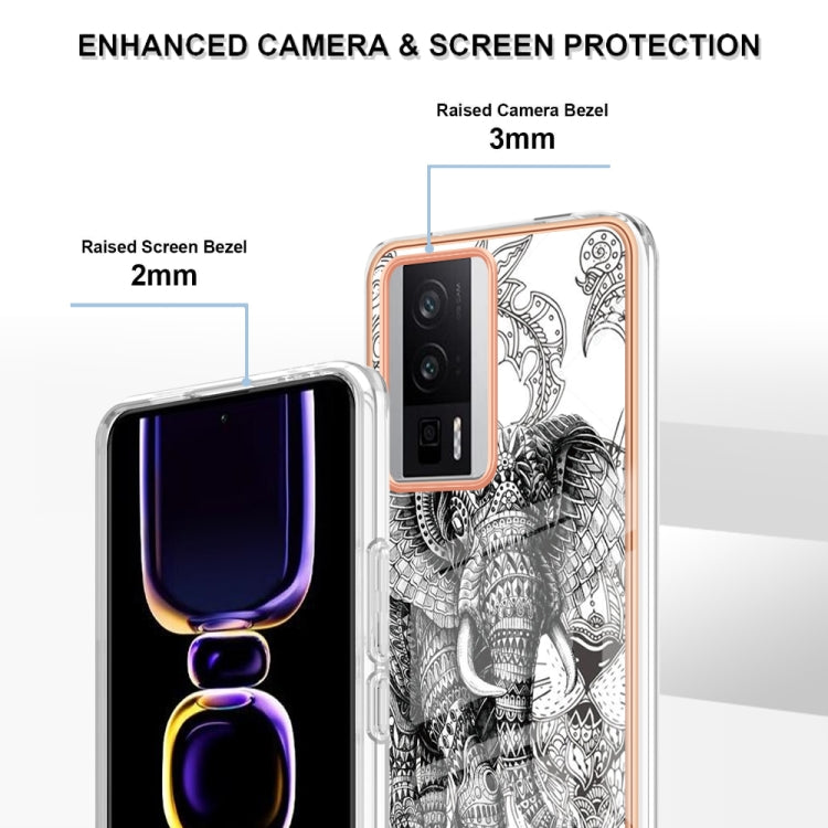 For Xiaomi Poco F5 Pro 5G / Redmi K60 Electroplating Marble Dual-side IMD Phone Case(Totem Elephant) - Xiaomi Cases by PMC TechLife | Online Shopping South Africa | PMC TechLife | Buy Now Pay Later Mobicred