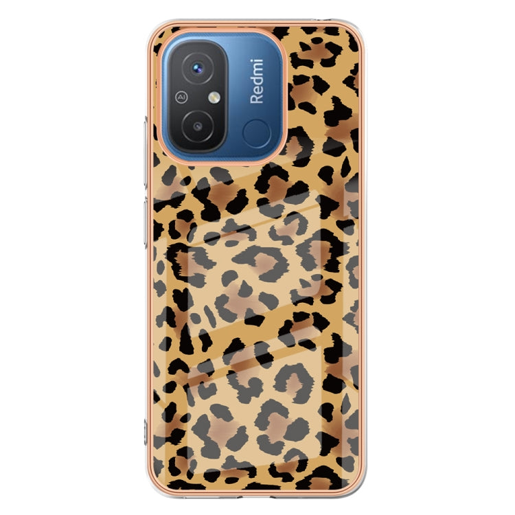 For Xiaomi Redmi 12C / 11A 4G Electroplating Marble Dual-side IMD Phone Case(Leopard Print)
