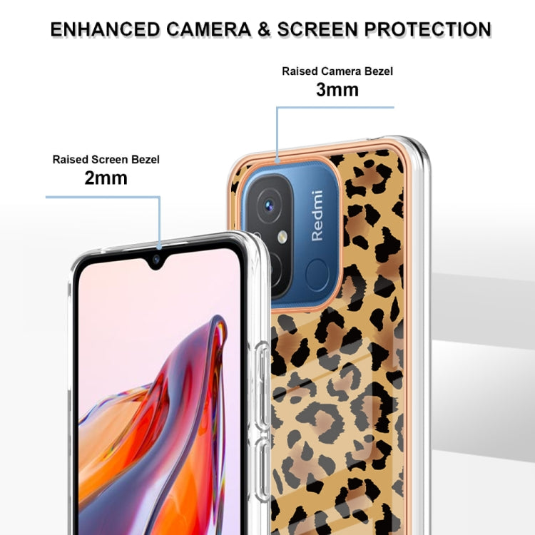 For Xiaomi Redmi 12C / 11A 4G Electroplating Marble Dual-side IMD Phone Case(Leopard Print)