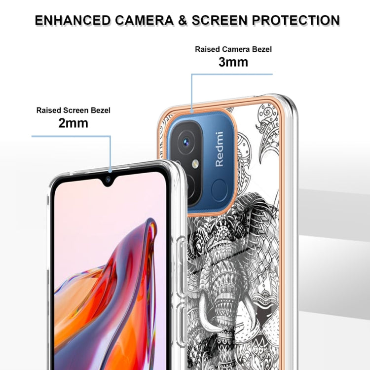 For Xiaomi Redmi 12C / 11A 4G Electroplating Marble Dual-side IMD Phone Case(Totem Elephant) - Xiaomi Cases by PMC TechLife | Online Shopping South Africa | PMC TechLife | Buy Now Pay Later Mobicred