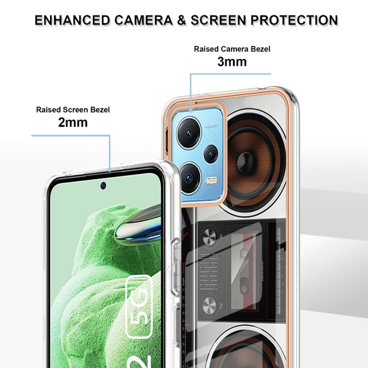 For Xiaomi Redmi Note 12 5G Global Electroplating Marble Dual-side IMD Phone Case(Retro Radio) - Xiaomi Cases by PMC TechLife | Online Shopping South Africa | PMC TechLife | Buy Now Pay Later Mobicred