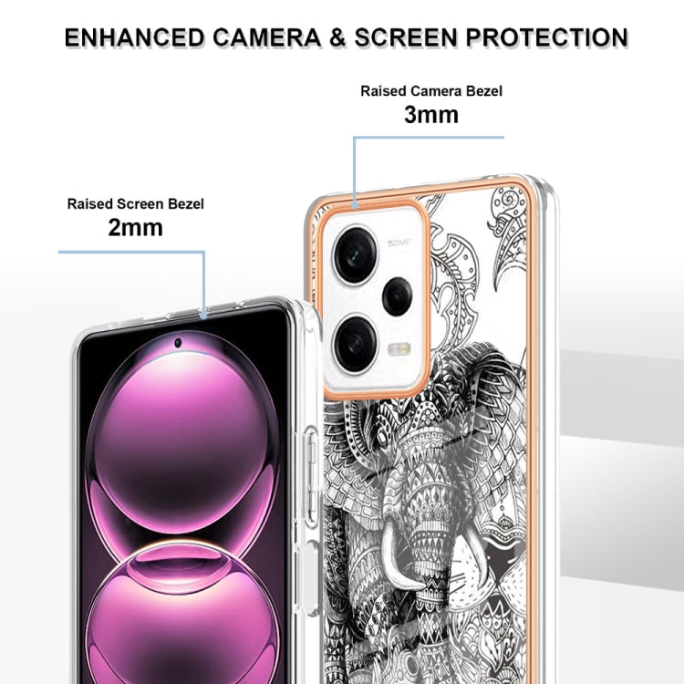 For Xiaomi Redmi Note 12 Pro 5G Global Electroplating Marble Dual-side IMD Phone Case(Totem Elephant) - Xiaomi Cases by PMC TechLife | Online Shopping South Africa | PMC TechLife | Buy Now Pay Later Mobicred