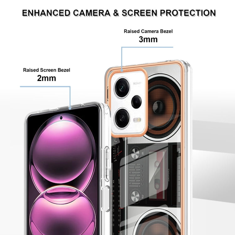 For Xiaomi Redmi Note 12 Pro 5G Global Electroplating Marble Dual-side IMD Phone Case(Retro Radio) - Xiaomi Cases by PMC TechLife | Online Shopping South Africa | PMC TechLife | Buy Now Pay Later Mobicred