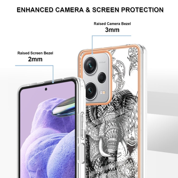 For Xiaomi Redmi Note 12 Pro+ Global Electroplating Marble Dual-side IMD Phone Case(Totem Elephant) - Xiaomi Cases by PMC TechLife | Online Shopping South Africa | PMC TechLife | Buy Now Pay Later Mobicred