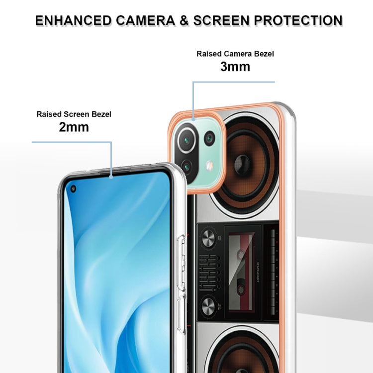 For Xiaomi 11 Lite Electroplating Marble Dual-side IMD Phone Case(Retro Radio) - Xiaomi Cases by PMC TechLife | Online Shopping South Africa | PMC TechLife | Buy Now Pay Later Mobicred