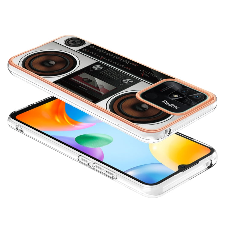 For Xiaomi Redmi 10C Electroplating Marble Dual-side IMD Phone Case(Retro Radio)