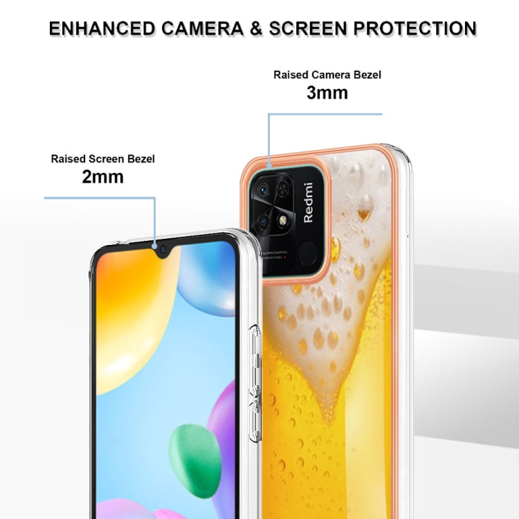 For Xiaomi Redmi 10C Electroplating Marble Dual-side IMD Phone Case(Draft Beer) - Xiaomi Cases by PMC TechLife | Online Shopping South Africa | PMC TechLife | Buy Now Pay Later Mobicred