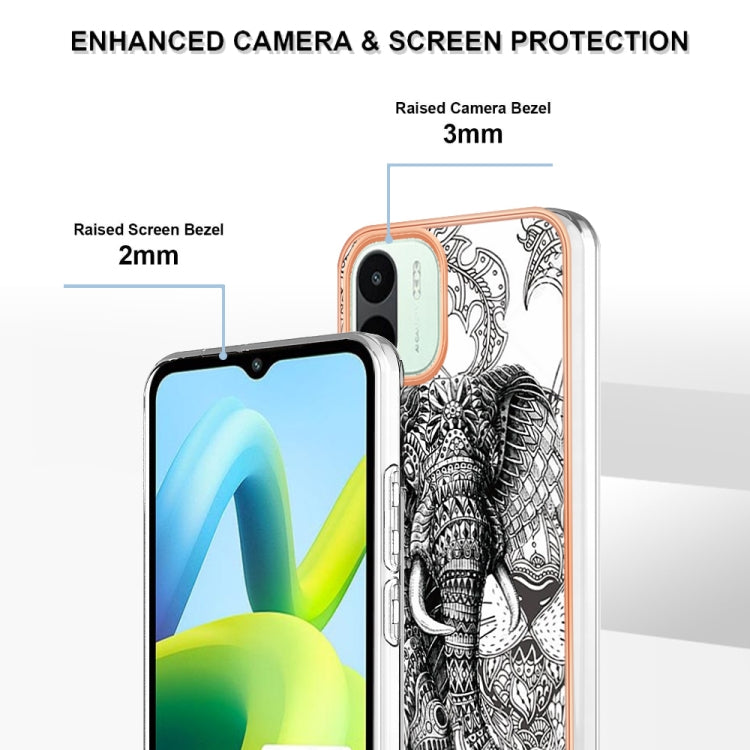 For Xiaomi Redmi A1 Electroplating Marble Dual-side IMD Phone Case(Totem Elephant) - Xiaomi Cases by PMC TechLife | Online Shopping South Africa | PMC TechLife | Buy Now Pay Later Mobicred
