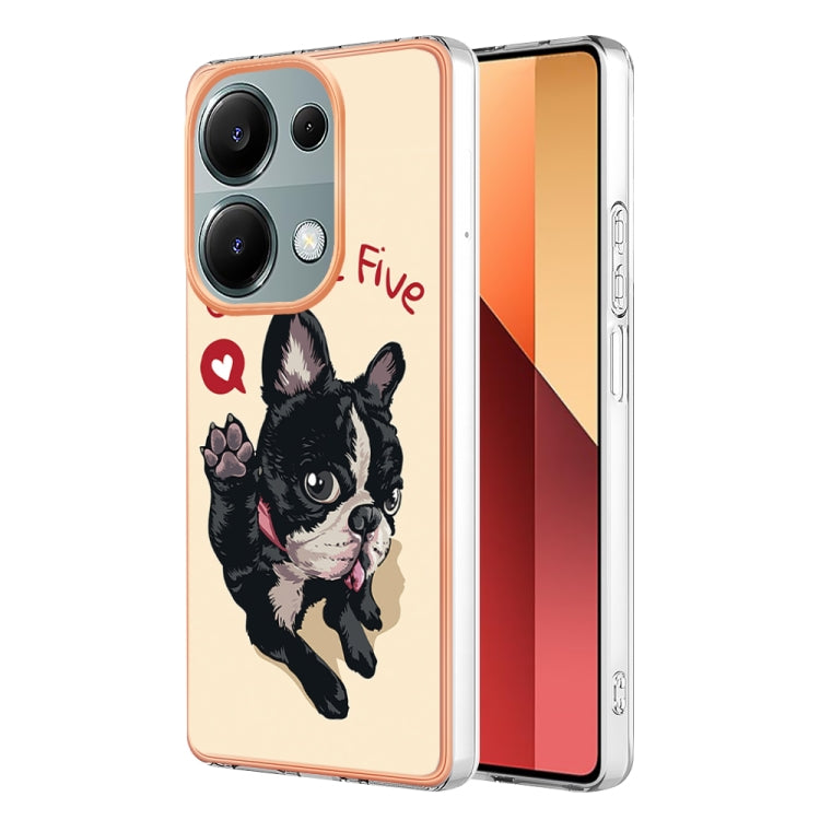 For Xiaomi Redmi Note 13 Pro 4G/Poco M6 Pro 4G Electroplating Marble Dual-side IMD Phone Case(Lucky Dog)