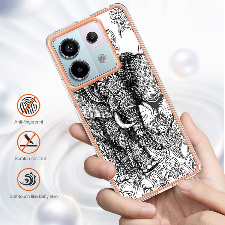 For Xiaomi Redmi Note 13 Pro 5G Global Electroplating Marble Dual-side IMD Phone Case(Totem Elephant) - Note 13 Pro Cases by PMC TechLife | Online Shopping South Africa | PMC TechLife | Buy Now Pay Later Mobicred